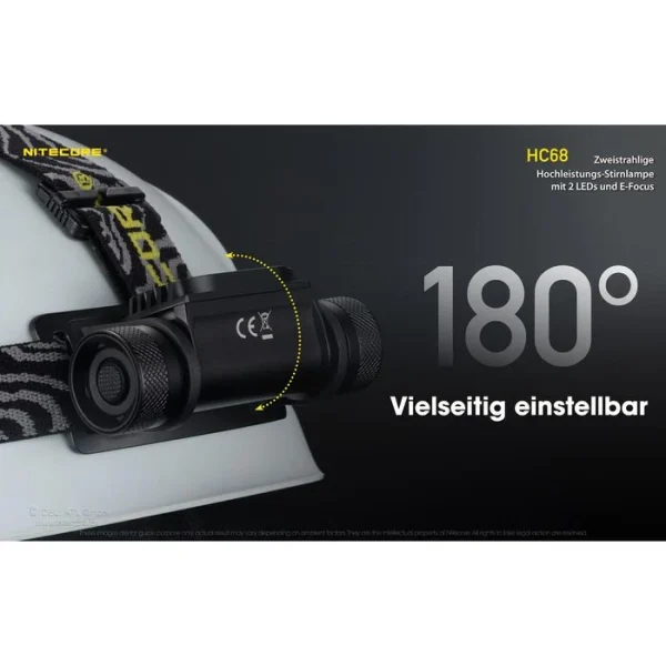 Nitecore Stirnlampe HC68 LED, 2.000 Lumen, USB, Akku, Rotlicht 3