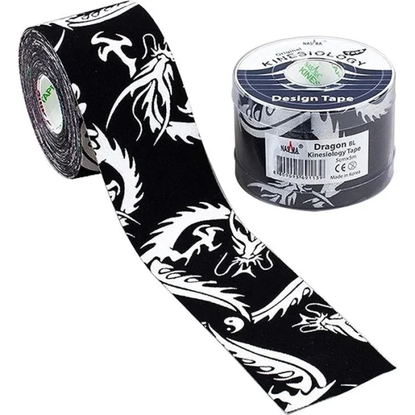 Nasara Kinesio-Tape Dragon, Schwarz, 5m X 5cm, Elastisch 1