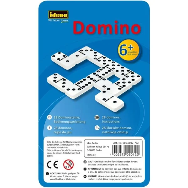 Idena Kartenspiel 6050012 Domino, In Metalldose, Ab 6 Jahre, 2-6 Spieler 5