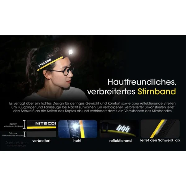 Nitecore Stirnlampe NU43 LED, 1.400 Lumen, USB, Akku, Rotlicht 7