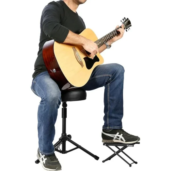 Adam-Hall Gitarrenfußbank SGS017, Metall, 10 X 12 – 24 X 25cm, Höhenverstellbar 3