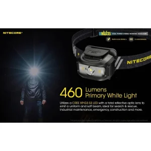Nitecore Stirnlampe NU35 Dual Power LED, 460 Lumen, USB, Akku + Batterie, Rotlicht 14