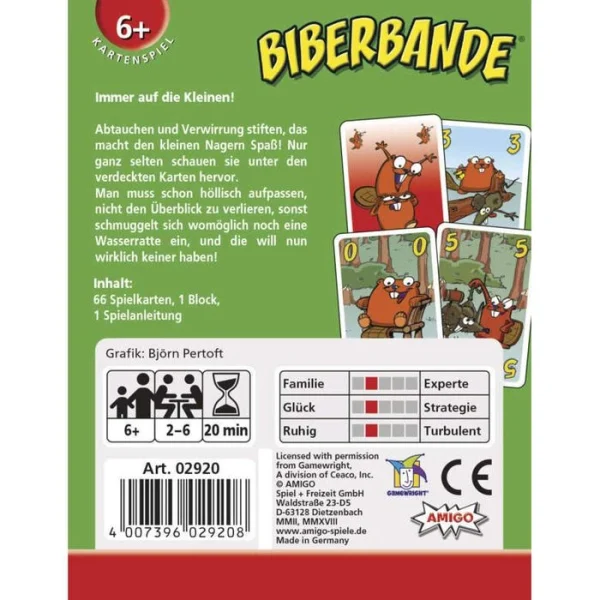 Amigo Kartenspiel 2920, Biberbande, Ab 6 Jahre, 2-6 Spieler 4