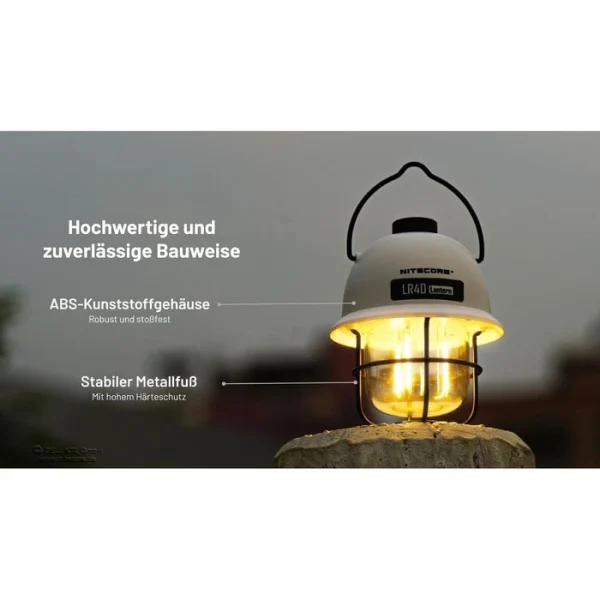 Nitecore Campinglampe LR40 Weiß LED Dimmbar, 100 Lumen, Akku, USB, Powerbank 9
