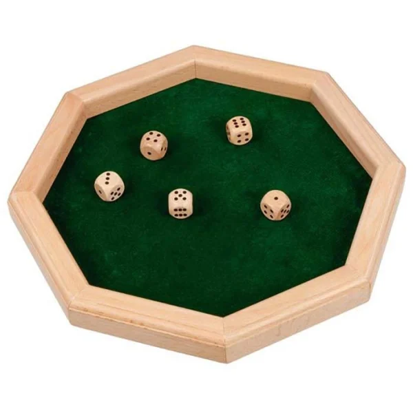 Goki Würfel 56954, Würfelteller Mit 5 Würfeln, 5 Augenwürfel Und Würfeltablett 1