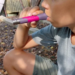 Opinel Klappmesser No.7 Outdoor Junior, Klingenlänge 7,5cm, Signalpfeife, Violett / Pink 18