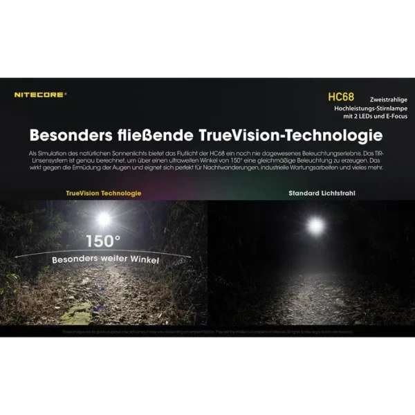 Nitecore Stirnlampe HC68 LED, 2.000 Lumen, USB, Akku, Rotlicht 6