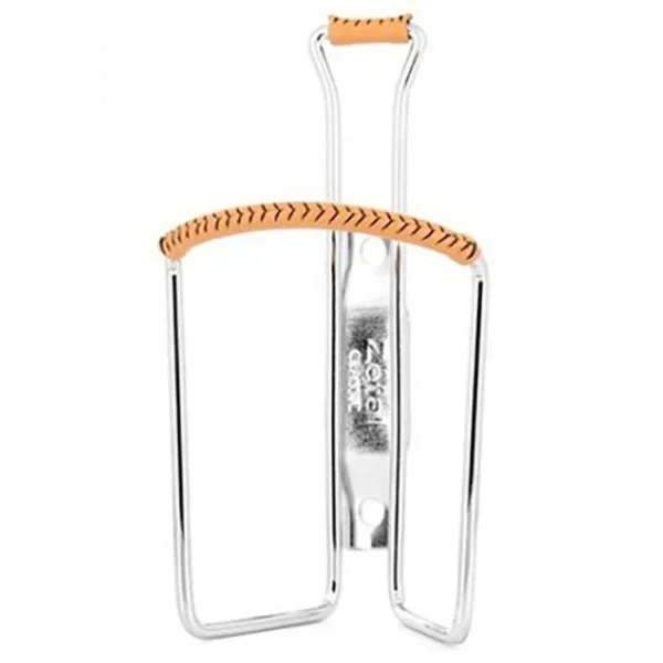 Zefal Trinkflaschenhalter Vintage, FA003575067, Für Fahrrad, Chromstahl Mit Lederbesatz 1