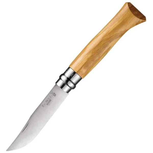 Opinel Klappmesser No.8 Inox, Klingenlänge 8,5cm, Olive, Braun 1