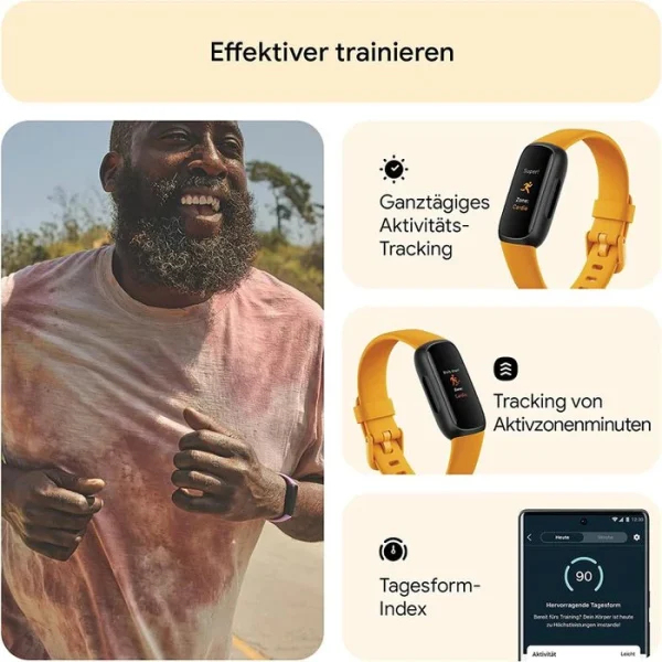 Fitbit Fitness-Tracker Inspire 3 Morgensonne, Puls-, SpO2-Messung, AMOLED, Wasserdicht 4