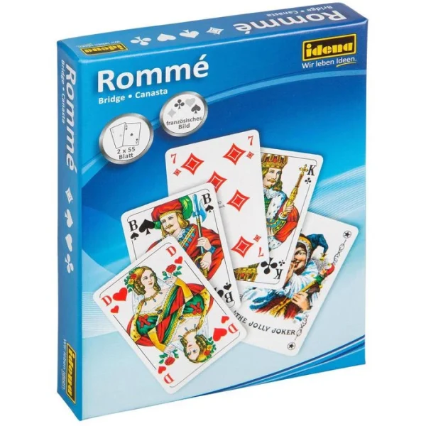 Idena Spielkarten 6250080, Rommé, 2×55 Karten, Papier, Franz. Bild, Bridge, Canasta 1
