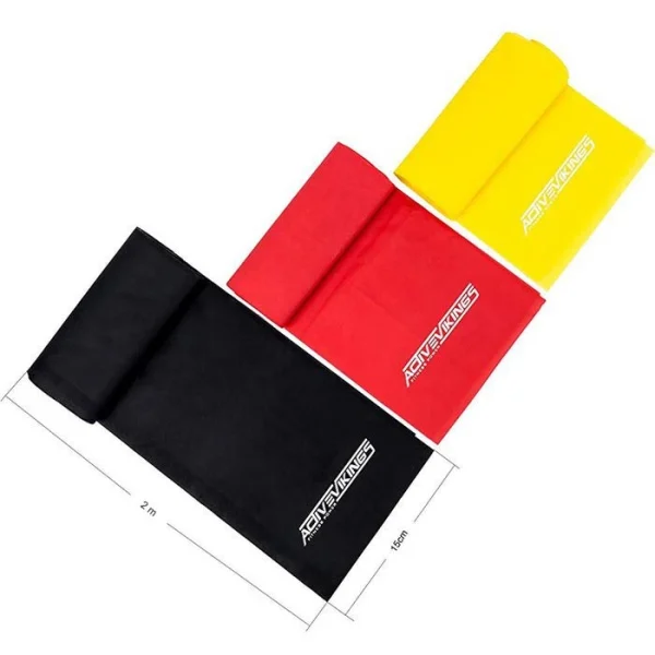 ActiveVikings Fitnessband Flatbands Set 2m, Leicht, Medium, Stark, 3 Stück 3