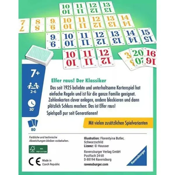 Ravensburger Kartenspiel 207541 Elfer Raus!, Ab 7 Jahre, 2-6 Spieler 4