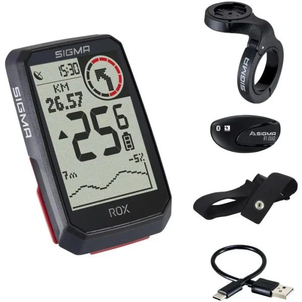 Sigma Fahrradcomputer ROX 4.0 GPS, HR Set 01062, Kabellos, Schwarz, Mit GPS, Wasserdicht 1