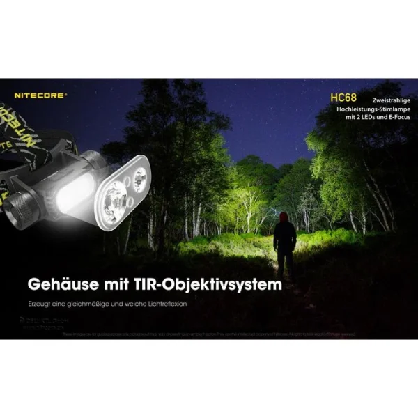 Nitecore Stirnlampe HC68 LED, 2.000 Lumen, USB, Akku, Rotlicht 5
