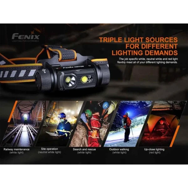 Fenix Stirnlampe HM70R LED, 1.600 Lumen, USB, Akku, Rotlicht 5