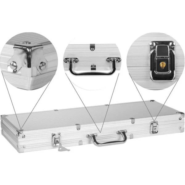 Maxstore Pokerkoffer 20030017, 500 Chips, Aluminium-Koffer, 2 Decks, Dealer Button, Würfel 4