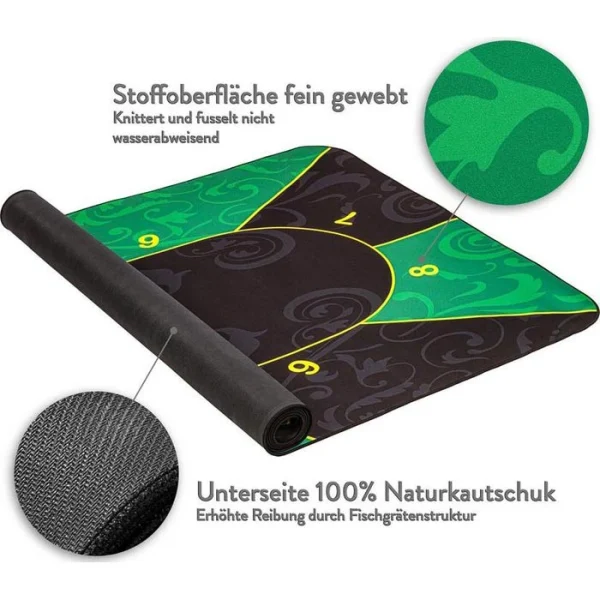 Maxstore Pokermatte 20030147, 160 X 80 Cm, Rechteckig, 10 Spieler, Grün/schwarz 4
