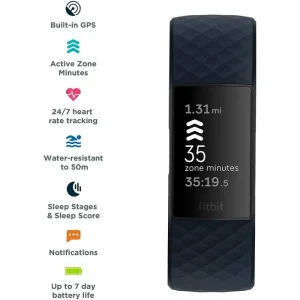 Fitbit Fitness-Tracker Charge 4 Stormblue, Pulsmessung, GPS, Bluetooth, OLED, Wasserdicht 9