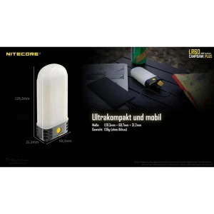 Nitecore Campinglampe LR60 LED Dimmbar, 280 Lumen, Akku, Magnet, Powerbank 14