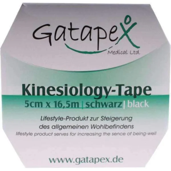 Gatapex Kinesio-Tape Großpackung, Schwarz, 16,5m X 5cm, Wasserfest, Elastisch 1