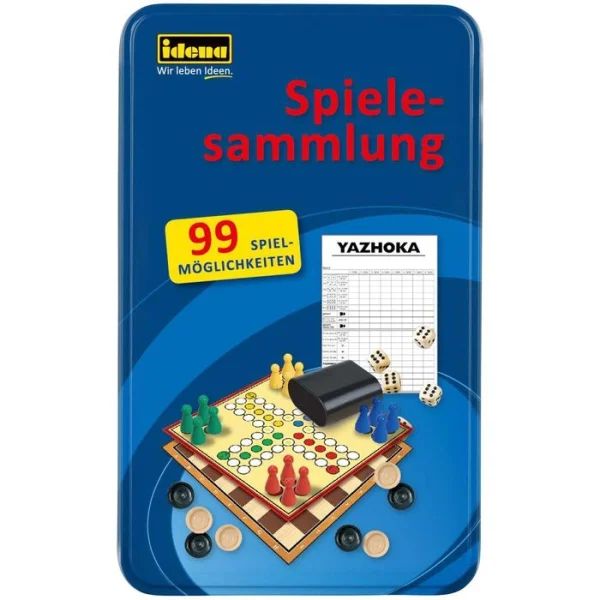 Idena Brettspiel 40216 Spielesammlung 99 Spiele, In Tinbox, Ab 6 Jahre, 1-8 Spieler 4