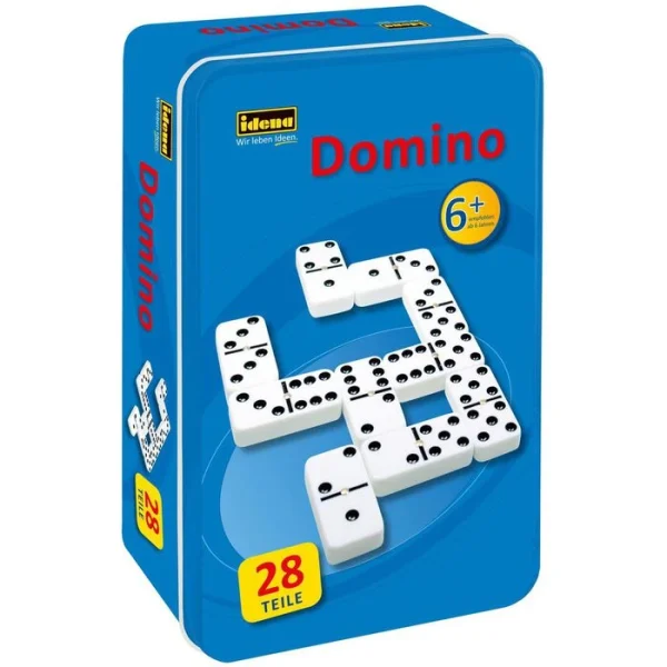 Idena Kartenspiel 6050012 Domino, In Metalldose, Ab 6 Jahre, 2-6 Spieler 4