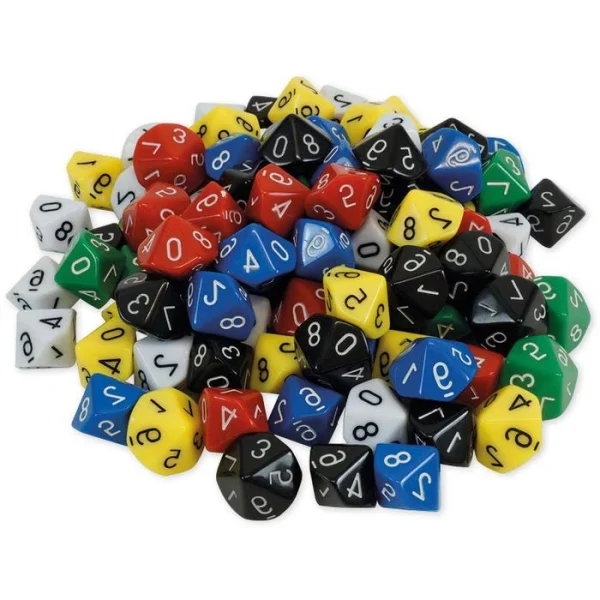 TimeTex Würfel 93636, Einer 0-9, Bunt, 10-seitig, Zahlenwürfel, Ø 20mm, 100 Stück 1