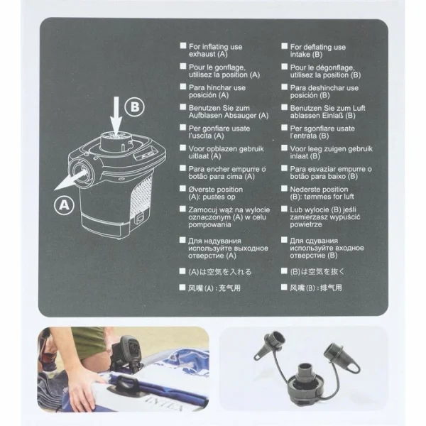 Intex Luftpumpe Quick-Fill 230V, 66640, Elektropumpe 230 V, Mit Ventiladapter 9