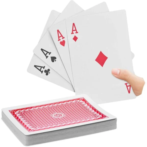 Relaxdays Spielkarten 10023627, Jumbo Pokerkarten, 54 XXL-Karten, Plastik, Anglo-Amerikanisches Bild 1