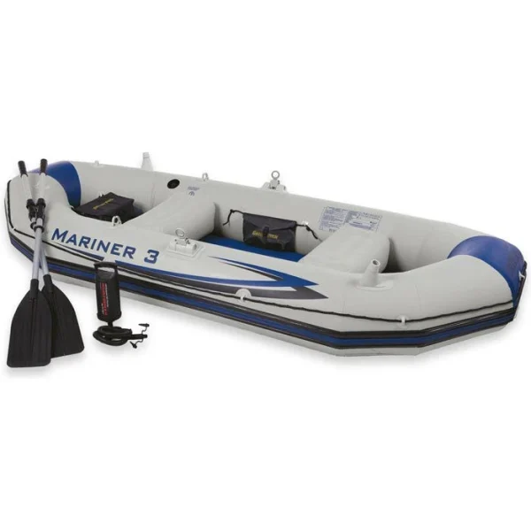Intex Schlauchboot Mariner 3 Set, 68373NP, Bis 3 Personen, Mit Luftpumpe Und 2 Paddeln 1