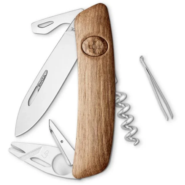 SWIZA Taschenmesser Tick Tool TT03, Holzgriff, Walnussholz 11 Funktionen, Zeckenwerkzeug Und Lupe 3