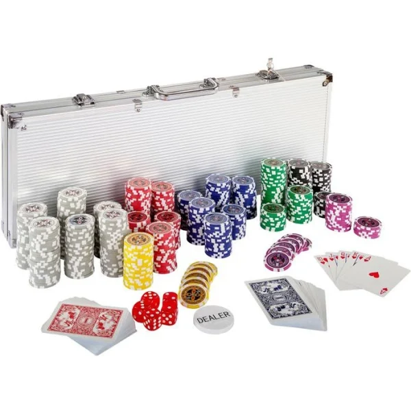 Maxstore Pokerkoffer 20030017, 500 Chips, Aluminium-Koffer, 2 Decks, Dealer Button, Würfel 1