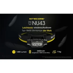 Nitecore Stirnlampe NU43 LED, 1.400 Lumen, USB, Akku, Rotlicht 12