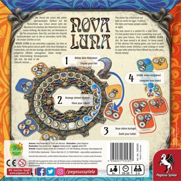 Pegasus Spiele Pegasus-Spiele Brettspiel 59050G Nova Luna, Ab 8 Jahre, 1-4 Spieler 4