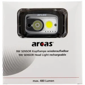 Arcas Stirnlampe 9 W Sensor LED, 480 Lumen, USB, Akku, Lichtsensor 8