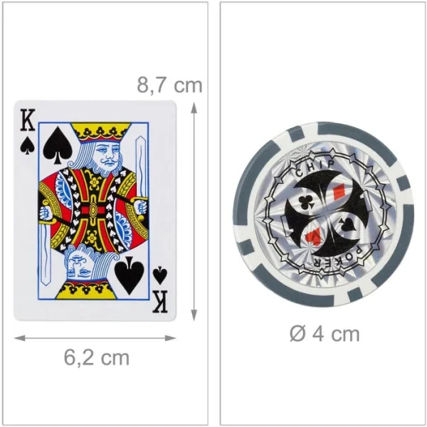 Relaxdays Pokerkoffer 300 Chips, Alu-Koffer, Abschließbar, 2 Decks, Dealer Button 6