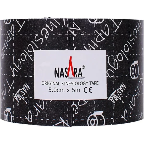 Nasara Kinesio-Tape Original, Schwarz, 5m X 5cm, Wasserfest, Elastisch 3
