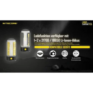 Nitecore Campinglampe LR60 LED Dimmbar, 280 Lumen, Akku, Magnet, Powerbank 18