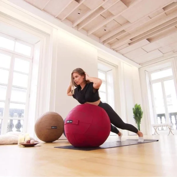 Cooldot Sitzball Burgund, 65cm, Büro, Lederoptik, Antibakteriell, Ergonomisch 3